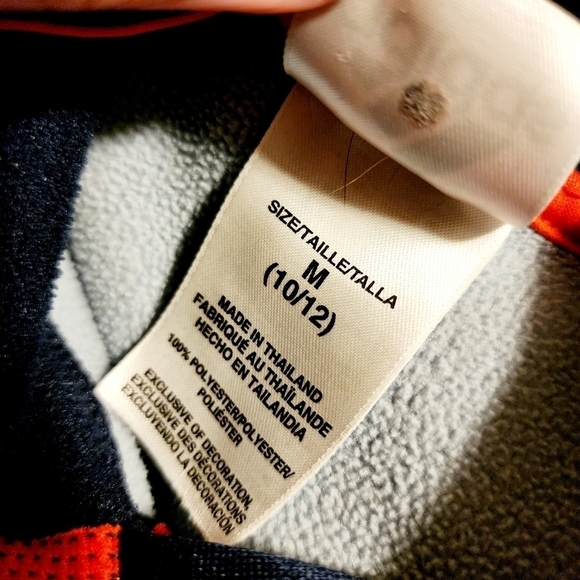 Adidas Heather Gray/Navy Colorblock Orange Logo Hoodie Hooded Sweatshirt Boy's M - Picture 6 of 7